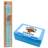 Easter Set, children's snack container BLUE & Easter aromatic flat candle (30cm) (TURQUOISE)