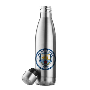 Manchester City FC , Μεταλλικό παγούρι θερμός Inox (Stainless steel), διπλού τοιχώματος, 500ml