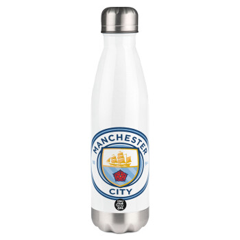 Manchester City FC , Metal mug thermos White (Stainless steel), double wall, 500ml