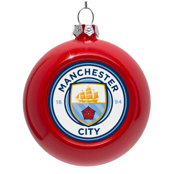 Manchester City FC , Red Christmas tree ornament bauble 8cm