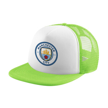 Manchester City FC , Καπέλο Ενηλίκων Soft Trucker με Δίχτυ ΠΡΑΣΙΝΟ/ΛΕΥΚΟ (POLYESTER, ΕΝΗΛΙΚΩΝ, ONE SIZE)
