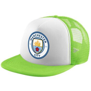 Manchester City FC , Adult Soft Trucker Hat with Mesh GREEN/WHITE (POLYESTER, ADULT, ONE SIZE)