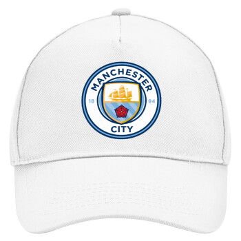 Manchester City FC , Adult Baseball Cap, Drill, White (100% COTTON, ADULT, UNISEX, ONE SIZE)