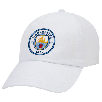 Manchester City FC , Καπέλο Ενηλίκων Baseball Λευκό 5-φύλλο (POLYESTER, ΕΝΗΛΙΚΩΝ, UNISEX, ONE SIZE)