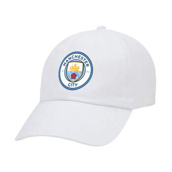 Manchester City FC , Adult Baseball Cap White 5-panel (POLYESTER, ADULT, UNISEX, ONE SIZE)