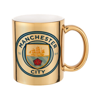 Manchester City FC , Mug ceramic, gold mirror, 330ml