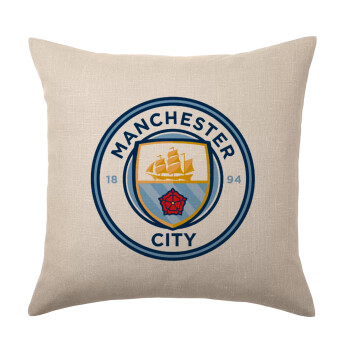 Manchester City FC , Μαξιλάρι καναπέ ΛΙΝΟ 40x40cm περιέχεται το  γέμισμα