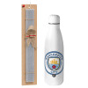 Easter Set, metallic Inox water bottle (700ml) & Easter scented flat candle (30cm) (GRAY)