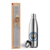 Easter Set, metallic stainless thermos flask (500ml) & scented flat Easter candle (30cm) (GRAY)