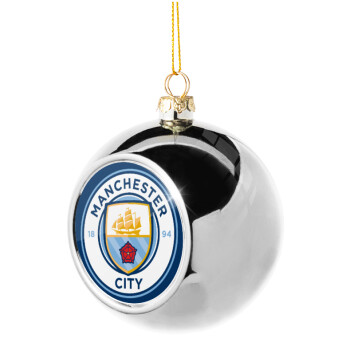 Manchester City FC , Χριστουγεννιάτικη μπάλα δένδρου Ασημένια 8cm