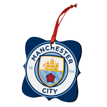 Manchester City FC , Christmas ornament polygon wooden 7.5cm