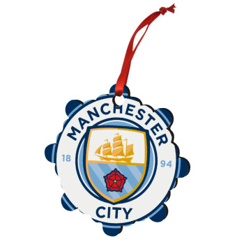 Manchester City FC , Στολίδι Χριστουγεννιάτικο στολίδι snowflake ξύλινο 7.5cm