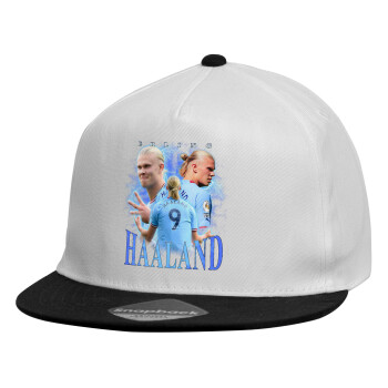 Erling Haaland, Καπέλο παιδικό Flat Snapback, Λευκό (100% ΒΑΜΒΑΚΕΡΟ, ΠΑΙΔΙΚΟ, UNISEX, ONE SIZE)