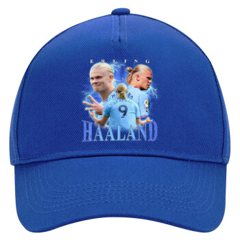 Erling Haaland, Ultimate Adult Hat BLUE, (100% COTTON DRILL, ADULT, UNISEX, ONE SIZE)