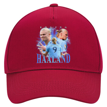 Erling Haaland, Adult Ultimate Hat RED, (100% COTTON DRILL, ADULT, UNISEX, ONE SIZE)