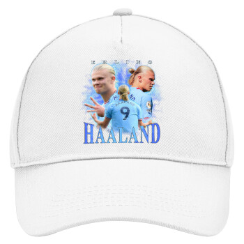 Erling Haaland, Adult Baseball Cap, Drill, White (100% COTTON, ADULT, UNISEX, ONE SIZE)