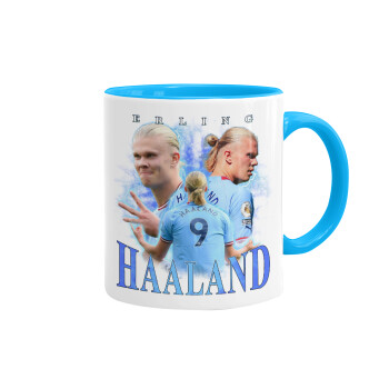 Erling Haaland, Mug colored light blue, ceramic, 330ml