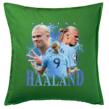 Erling Haaland, Sofa cushion Green 50x50cm includes filling