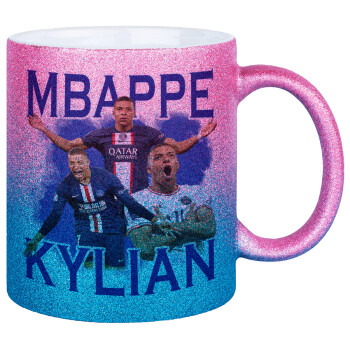 Kylian mbappe, Κούπα Χρυσή/Μπλε Glitter, κεραμική, 330ml