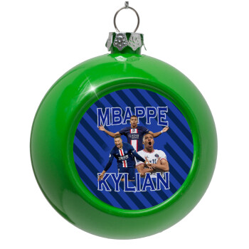 Kylian Mbappé, Green Christmas tree ornament bauble 8cm