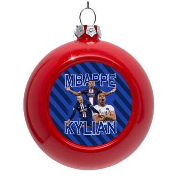 Kylian Mbappé, Red Christmas tree ornament bauble 8cm