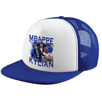 Kylian mbappe, Καπέλο παιδικό Soft Trucker με Δίχτυ ΜΠΛΕ/ΛΕΥΚΟ (POLYESTER, ΠΑΙΔΙΚΟ, ONE SIZE)
