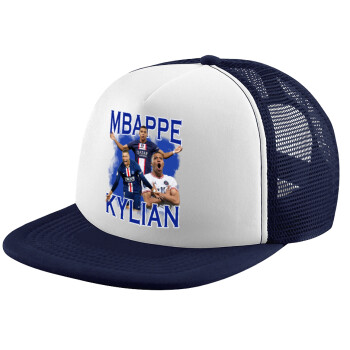 Kylian Mbappé, Adult Soft Trucker Hat with Dark Blue/White Mesh (POLYESTER, ADULT, UNISEX, ONE SIZE)