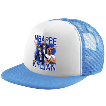 Kylian mbappe, Καπέλο παιδικό Soft Trucker με Δίχτυ ΓΑΛΑΖΙΟ/ΛΕΥΚΟ (POLYESTER, ΠΑΙΔΙΚΟ, ONE SIZE)