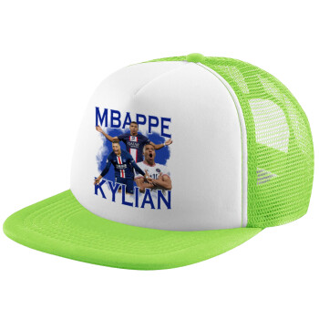 Kylian Mbappé, Καπέλο παιδικό Soft Trucker με Δίχτυ ΠΡΑΣΙΝΟ/ΛΕΥΚΟ (POLYESTER, ΠΑΙΔΙΚΟ, ONE SIZE)