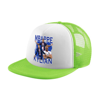 Kylian Mbappé, Adult Soft Trucker Hat with Mesh GREEN/WHITE (POLYESTER, ADULT, ONE SIZE)