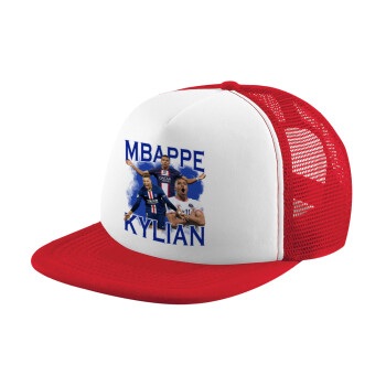 Kylian mbappe, Καπέλο Ενηλίκων Soft Trucker με Δίχτυ Red/White (POLYESTER, ΕΝΗΛΙΚΩΝ, UNISEX, ONE SIZE)