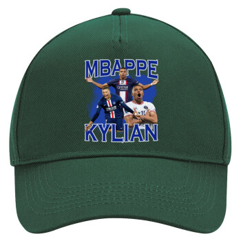 Kylian Mbappé, Adult Ultimate Hat GREEN, (100% COTTON DRILL, ADULT, UNISEX, ONE SIZE)