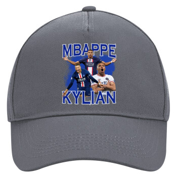 Kylian Mbappé, Ultimate Adult Hat Grey, (100% COTTON DRILL, ADULT, UNISEX, ONE SIZE)