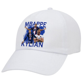 Kylian Mbappé, Καπέλο Ενηλίκων Baseball Λευκό 5-φύλλο (POLYESTER, ΕΝΗΛΙΚΩΝ, UNISEX, ONE SIZE)