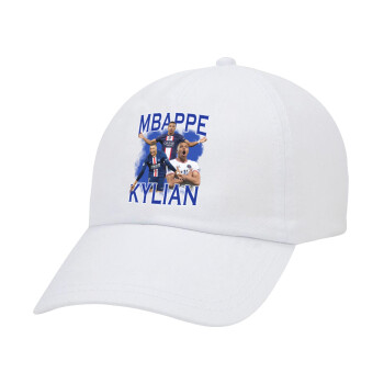 Kylian Mbappé, Adult Baseball Cap White 5-panel (POLYESTER, ADULT, UNISEX, ONE SIZE)