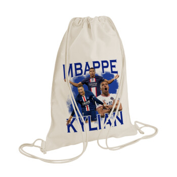 Kylian Mbappé, Backpack bag GYMBAG natural (28x40cm)