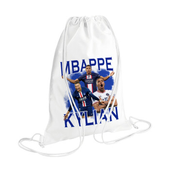 Kylian Mbappé, Τσάντα πλάτης πουγκί GYMBAG λευκή (28x40cm)