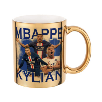 Kylian Mbappé, Mug ceramic, gold mirror, 330ml