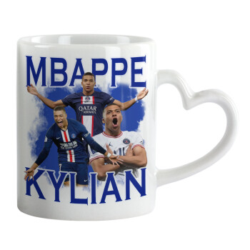 Kylian Mbappé, Mug heart handle, ceramic, 330ml