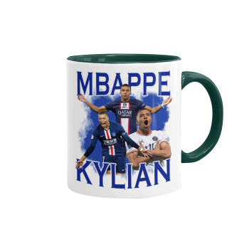 Kylian mbappe, Κούπα χρωματιστή πράσινη, κεραμική, 330ml