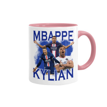 Kylian mbappe, Κούπα χρωματιστή ροζ, κεραμική, 330ml