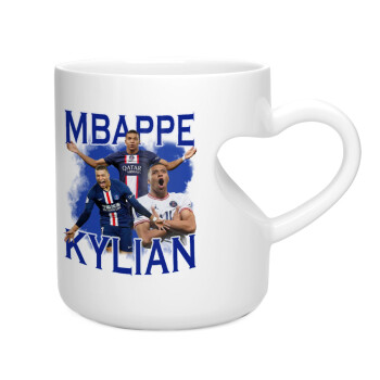 Kylian mbappe, Κούπα καρδιά λευκή, κεραμική, 330ml