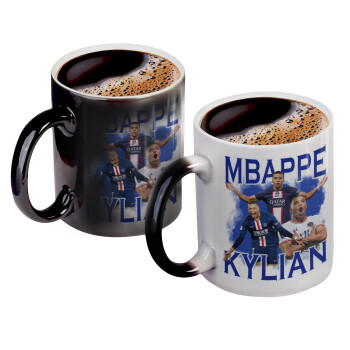 Kylian Mbappé, Color changing magic Mug, ceramic, 330ml when adding hot liquid inside, the black colour desappears (1 pcs)