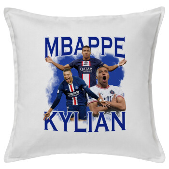 Kylian mbappe, Μαξιλάρι καναπέ ΛΕΥΚΟ 100% βαμβάκι, περιέχεται το γέμισμα (50x50cm)