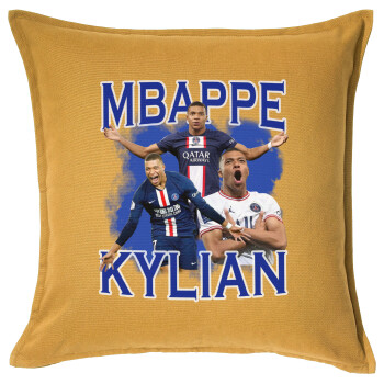 Kylian Mbappé, Sofa cushion YELLOW 50x50cm includes filling