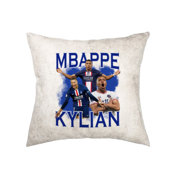 Kylian mbappe, Μαξιλάρι καναπέ Δερματίνη Γκρι 40x40cm με γέμισμα