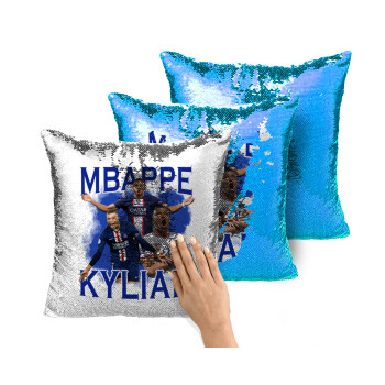 Kylian Mbappé, Μαξιλάρι καναπέ Μαγικό Μπλε με πούλιες 40x40cm περιέχεται το γέμισμα