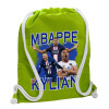 Τσάντα πλάτης πουγκί GYMBAG LIME GREEN, με τσέπη (40x48cm) & χονδρά κορδόνια