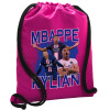 Backpack pouch GYMBAG Fuchsia, with pocket (40x48cm) & thick cords