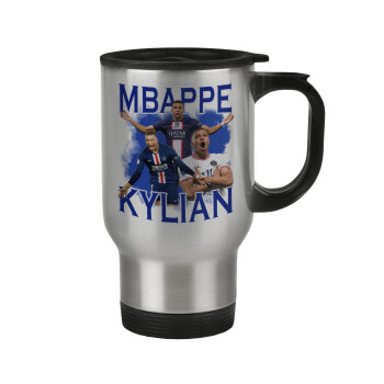 Kylian Mbappé, Stainless steel travel mug with lid, double wall 450ml